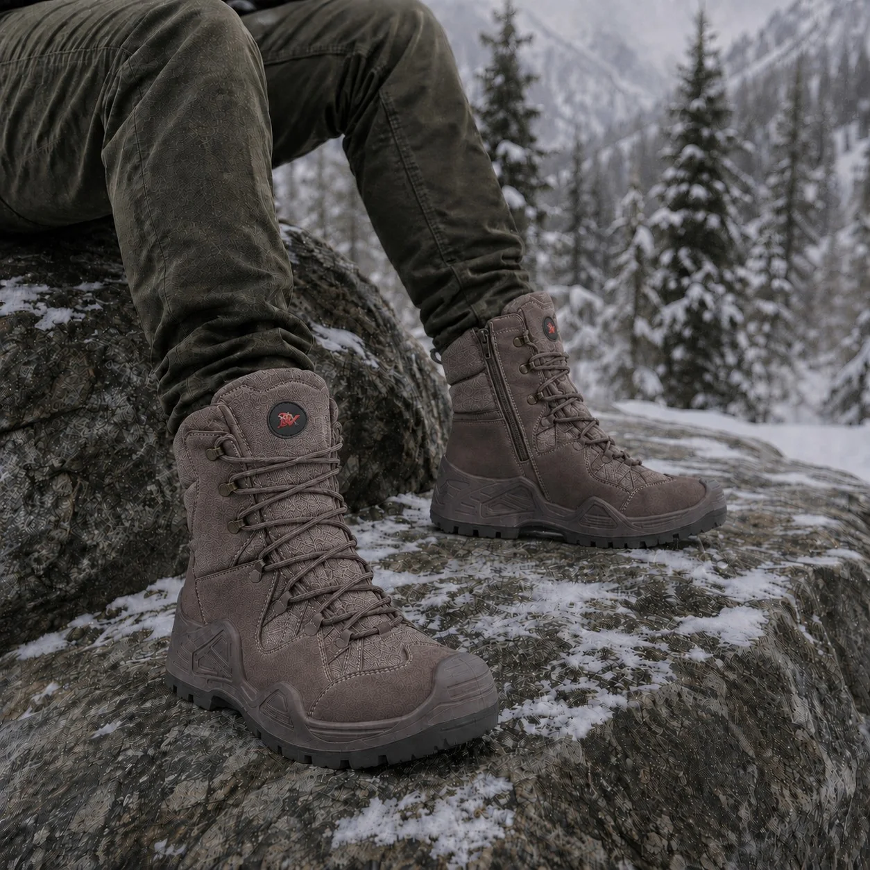 Kahverengi - Su Geçirmez Askeri Bot – Fermuarlı ve Bağcıklı Outdoor Bot